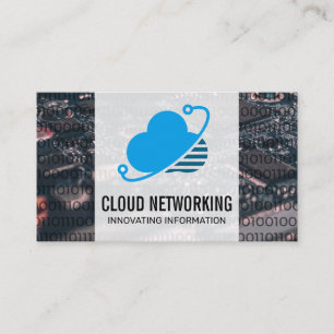 Cloud Network Logo   Binary Code   Hardware Business Card