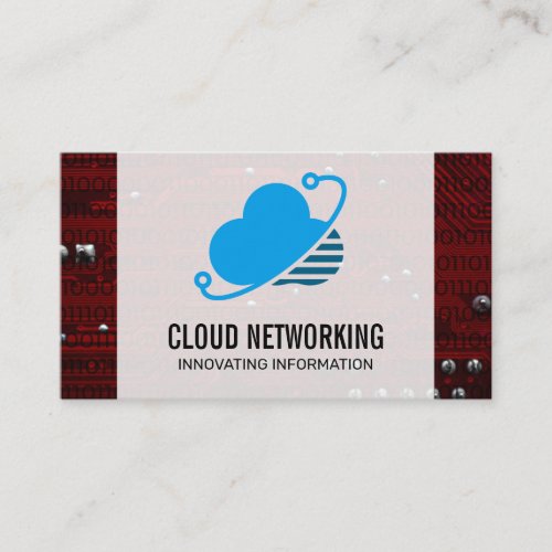 Cloud Network Logo  Binary Code  Motherboard  Business Card