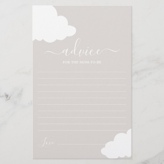 Cloud Neutral Advice for the Mom To Be card (Front)