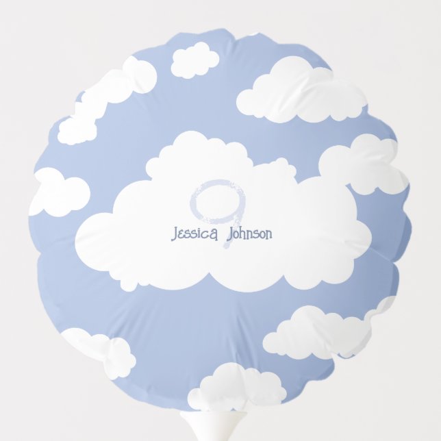 Cloud Nine 9 Baby Shower Cute Whimsical Party Blue Balloon (Back)
