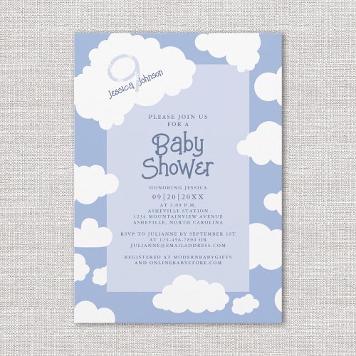 Cloud Nine 9 Baby Shower Cute Whimsical Party Invitation