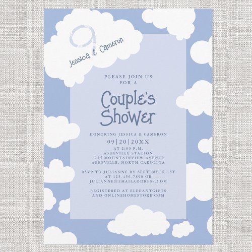 Cloud Nine 9 Couples Bridal Shower Cute Fun Party  Invitation