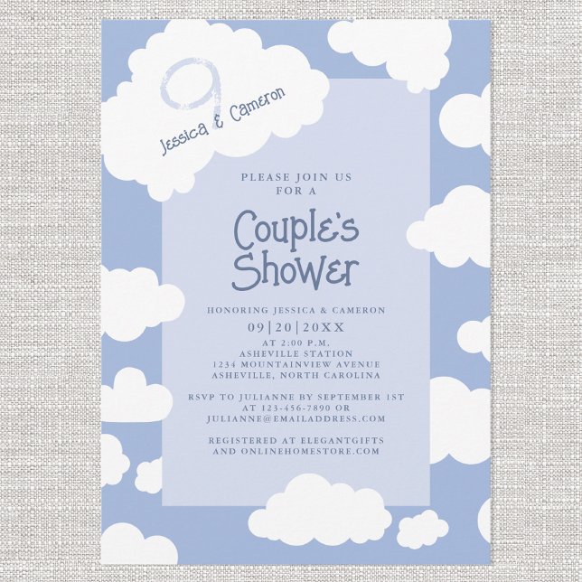 Cloud Nine 9 Couples Bridal Shower Cute Fun Party  Invitation (Cloud Nine 9 Couples Bridal Shower Cute Fun Party Invitation)