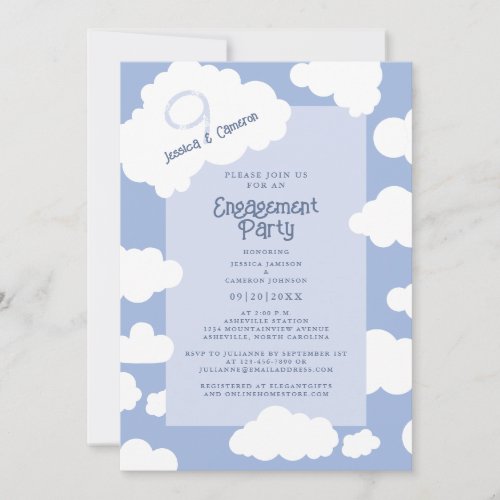Cloud Nine 9 Cute Fun Wedding Engagement Party Invitation