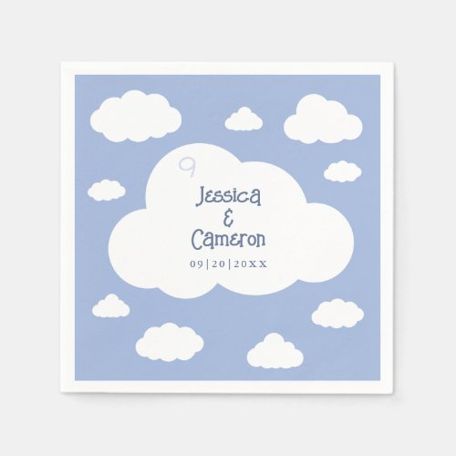 Cloud Nine 9 Cute Whimsical Wedding Party Custom Napkins