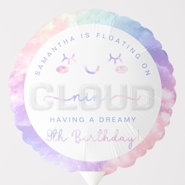 Cloud Nine 9th Birthday Balloon – Pastel Sky Party (Front)