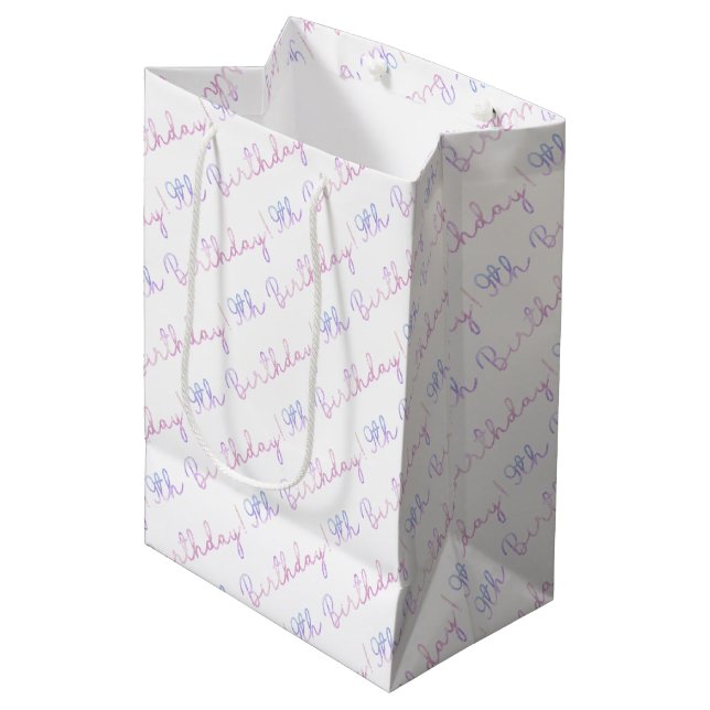 Cloud Nine 9th Birthday Gift Bag – Pastel Typograp (Front Angled)