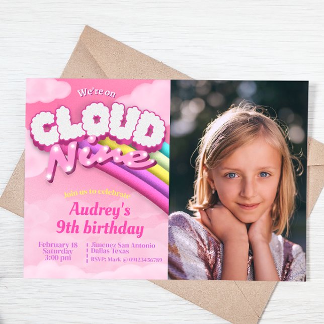 Cloud Nine - 9th Birthday - Girl Invitation (Creator Uploaded)
