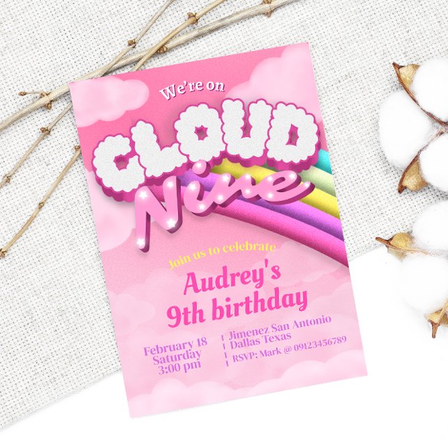 Cloud Nine - 9th Birthday Invitation (Creator Uploaded)