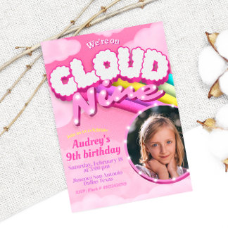 Cloud Nine - 9th Birthday with Picture Invitation