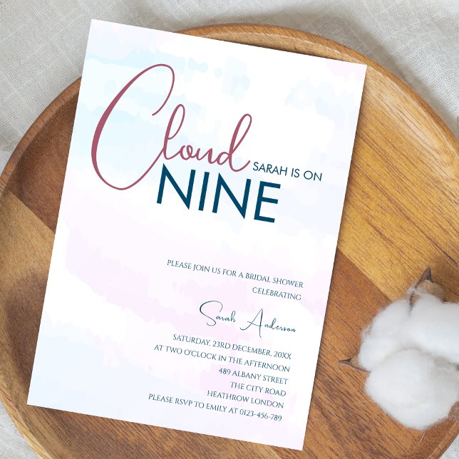 Cloud Nine Abstract Blue Pink Bridal Shower Invitation (Creator Uploaded)