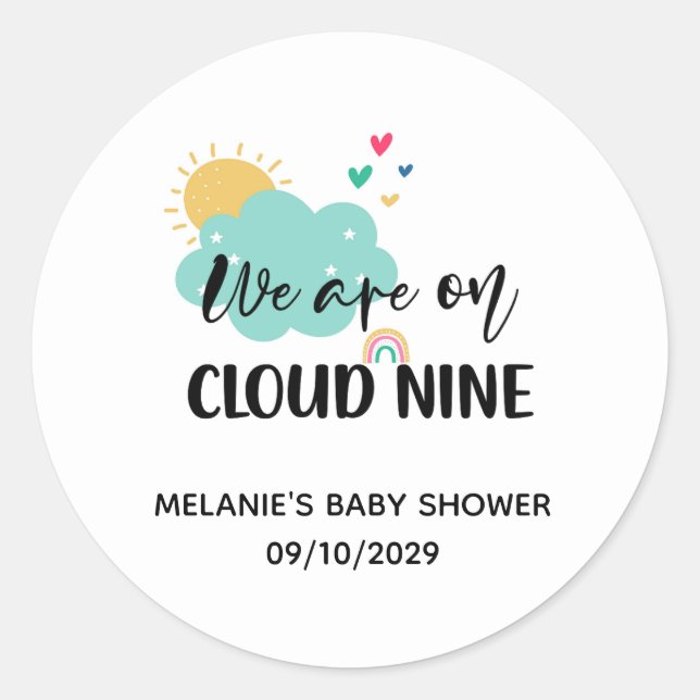 Cloud Nine Baby Shower  Classic Round Sticker (Front)