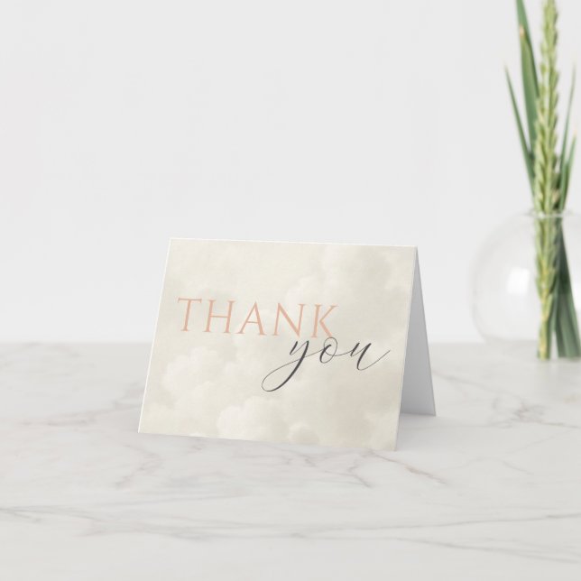 Cloud Nine Baby Shower Clouds Thank You Card (Front)