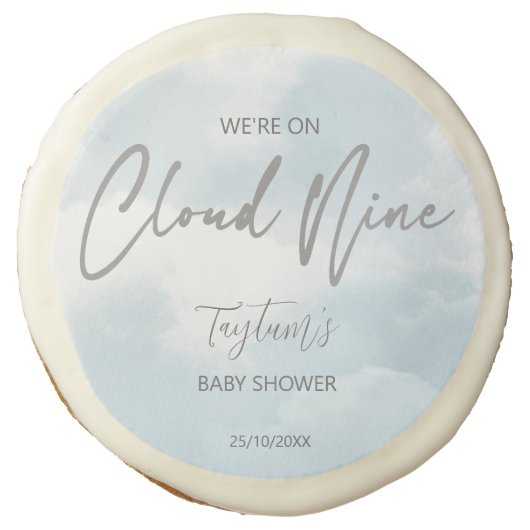 Cloud nine baby shower edible favors template sugar cookie (Front)
