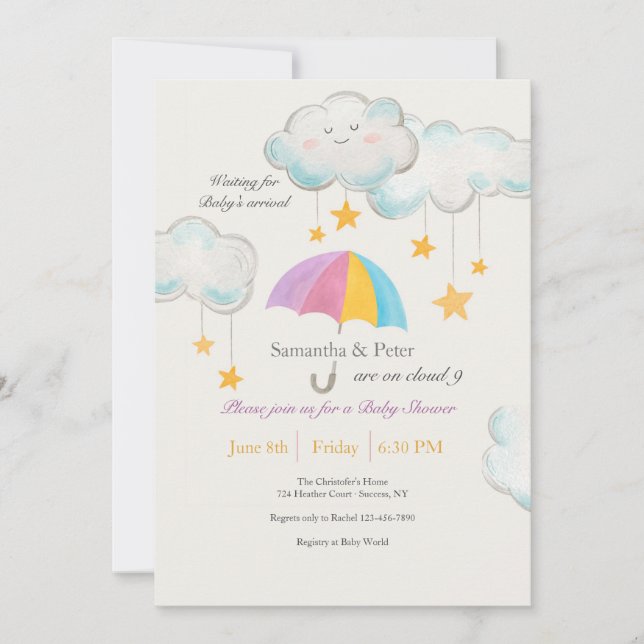 Cloud Nine Baby Shower Invitation (Front)