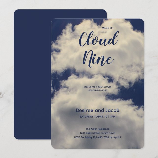 Cloud Nine Baby Shower Invitations (Front/Back)