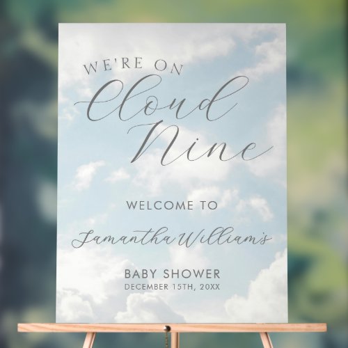 Cloud Nine Baby Shower Welcome Acrylic Sign