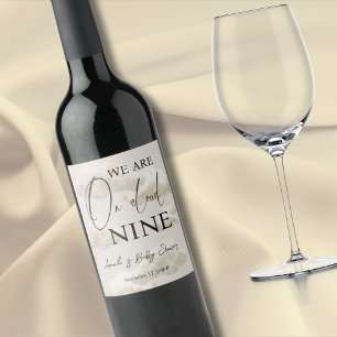 Cloud Nine Beige Gender Neutral Sky Baby Shower Wine Label