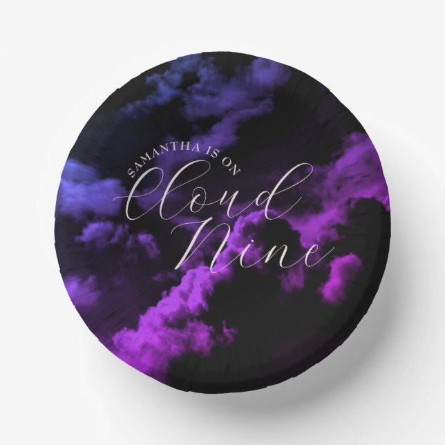 Cloud nine Black Celestial Galaxy Bridal Shower Paper Bowls (Front)