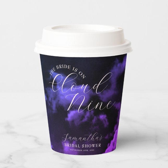 Cloud nine Black Celestial Galaxy Bridal Shower Paper Cups (Front)