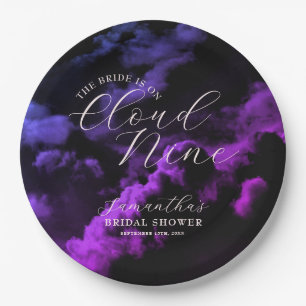 Cloud nine Black Celestial Galaxy Bridal Shower Paper Plates