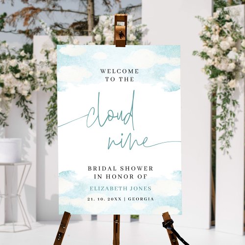 Cloud Nine Blue and White Bridal Shower Welcome Foam Board