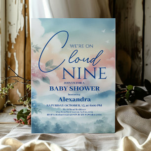 Cloud nine blue baby boy baby shower invitation