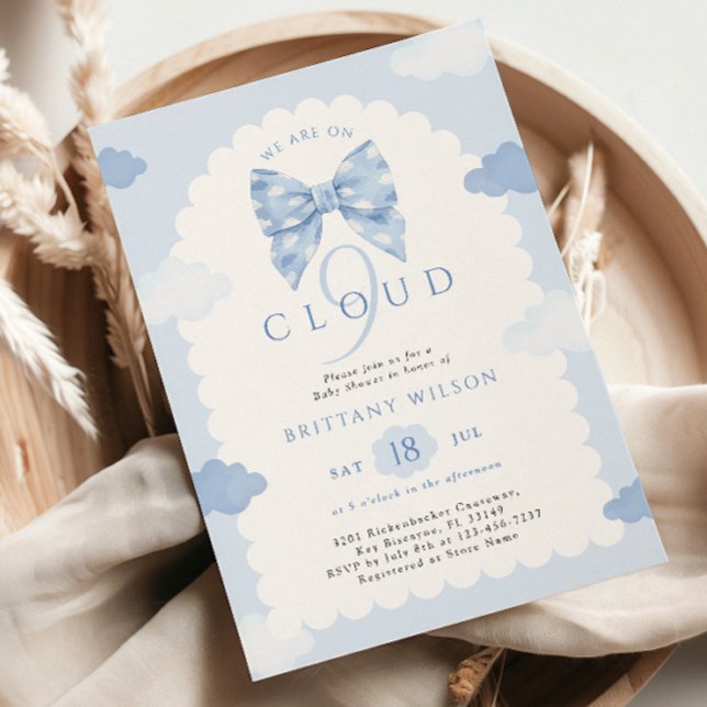 Cloud Nine Blue Baby Shower Invitation (Creator Uploaded)