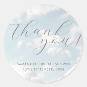 Cloud Nine Blue Cloudy Sky Elegant Bridal Shower  Classic Round Sticker