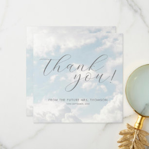 Cloud Nine Blue Cloudy Sky Elegant Bridal Shower Thank You Card