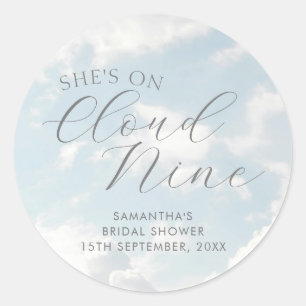 Cloud Nine Blue Cloudy Sky Modern Bridal Shower  Classic Round Sticker