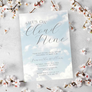 Cloud Nine Blue Cloudy Sky Modern Bridal Shower  Invitation