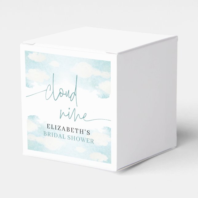 Cloud Nine Blue White Bridal Shower dreamy favor Boxes (Front Side)
