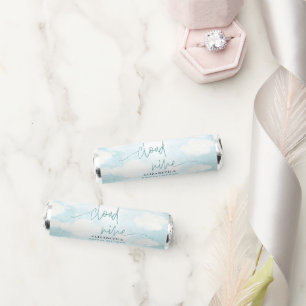 Cloud Nine Blue White Bridal Shower mint favor