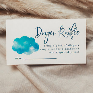Cloud Nine Boy Diaper Raffle Ticket  Enclosure Card