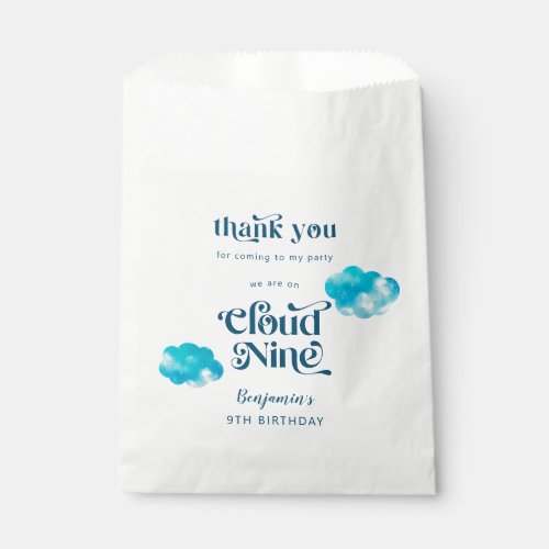 Cloud Nine Boys 9th Birthday Party Favor Bag