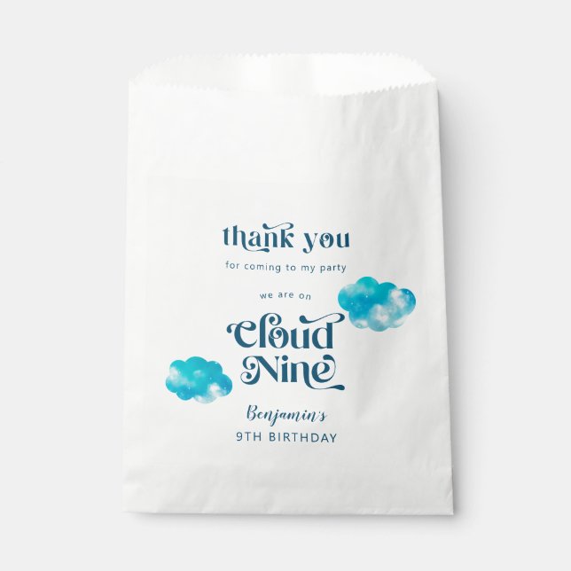 Cloud Nine Boy's 9th Birthday Party Favor Bag (Front)