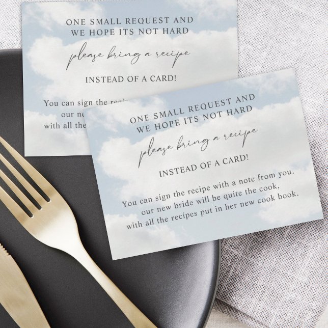 Cloud Nine Bridal Shower Bring A Recipe  Enclosure Card (Creator Uploaded)