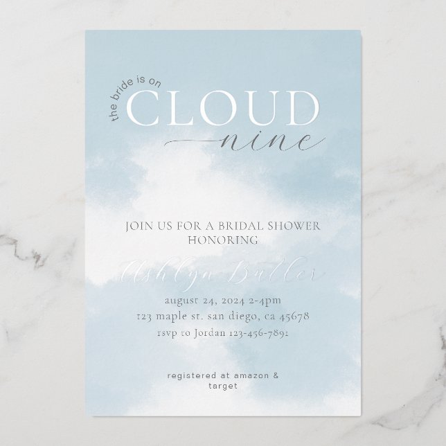 Cloud Nine Bridal Shower Invitation Foil Invitation (Front)