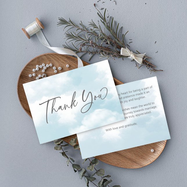 Cloud nine bridal shower pastel grey clouds thank you card (Cloud nine bridal shower pastel grey clouds thank you card bridal shower thank you card on cloud nin)