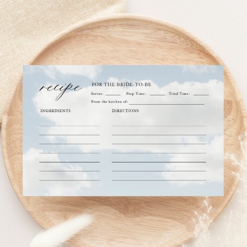 Cloud Nine Bridal Shower Recipe Cards