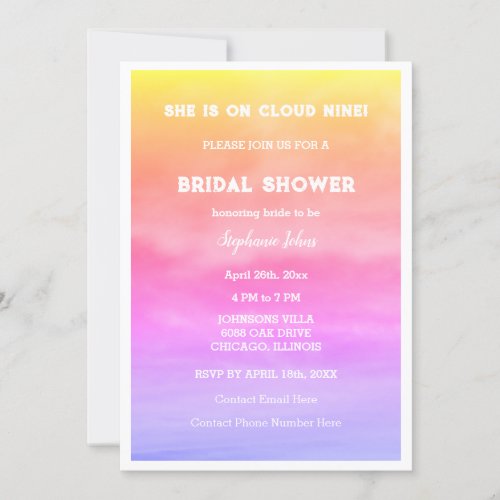 Cloud Nine Bridal Shower Wedding Pink Sky Artsy Invitation