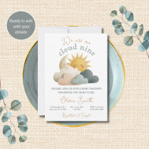 Cloud Nine Celestial Baby Shower Invitation
