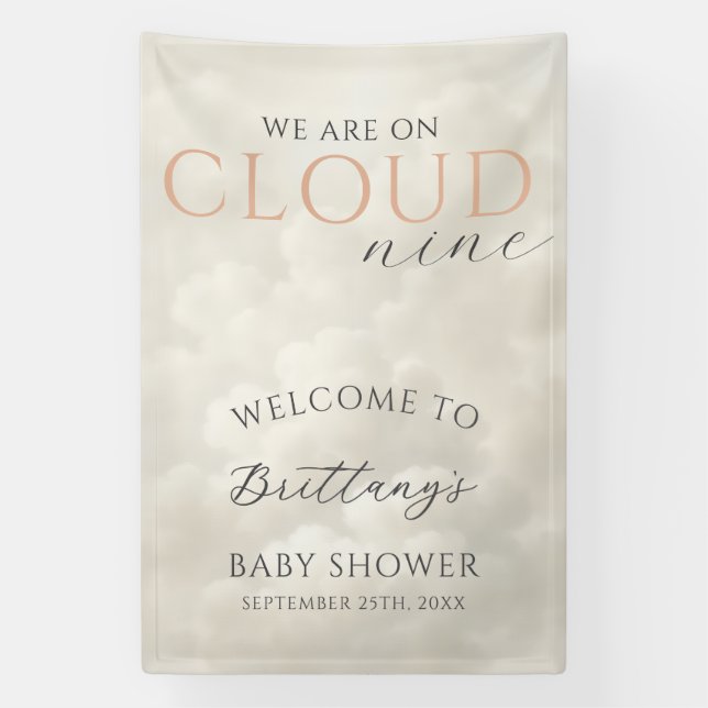 Cloud Nine Clouds Baby Shower Welcome Banner (Vertical)