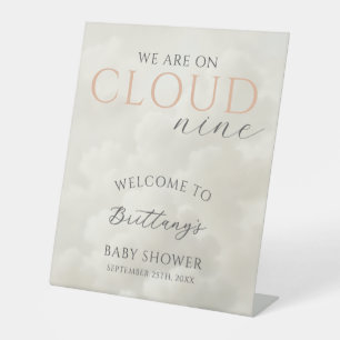 Cloud Nine Clouds Baby Shower Welcome Pedestal Sign