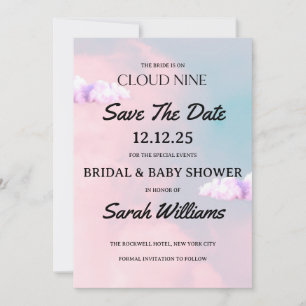 Cloud Nine Colorful Pastel Bridal and Baby Shower Save The Date