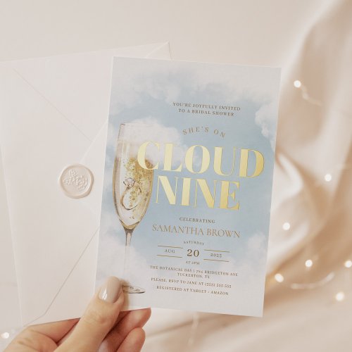 Cloud Nine Elegant Bridal Shower Foil Invitation