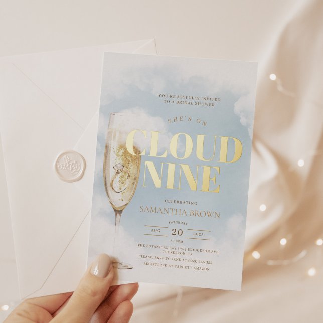 Cloud Nine Elegant Bridal Shower Foil Invitation (Creator Uploaded)