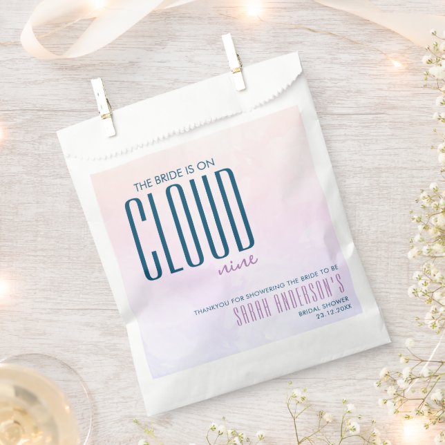 Cloud Nine Elegant Modern Pastel Bridal Shower Favor Bag (Clipped)