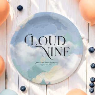 Cloud Nine Elegant Pastel Baby Shower Paper Plates